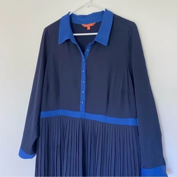 ModCloth Just My Typist Dress Women’s Sz 20 Pleated, Button Front Navy Blue - Picture 13 of 13